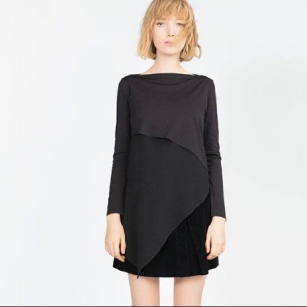 Zara asymetric black top size S